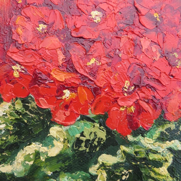 African Violet Love Story Painting Oil on Canvas - Picture 3 of 8